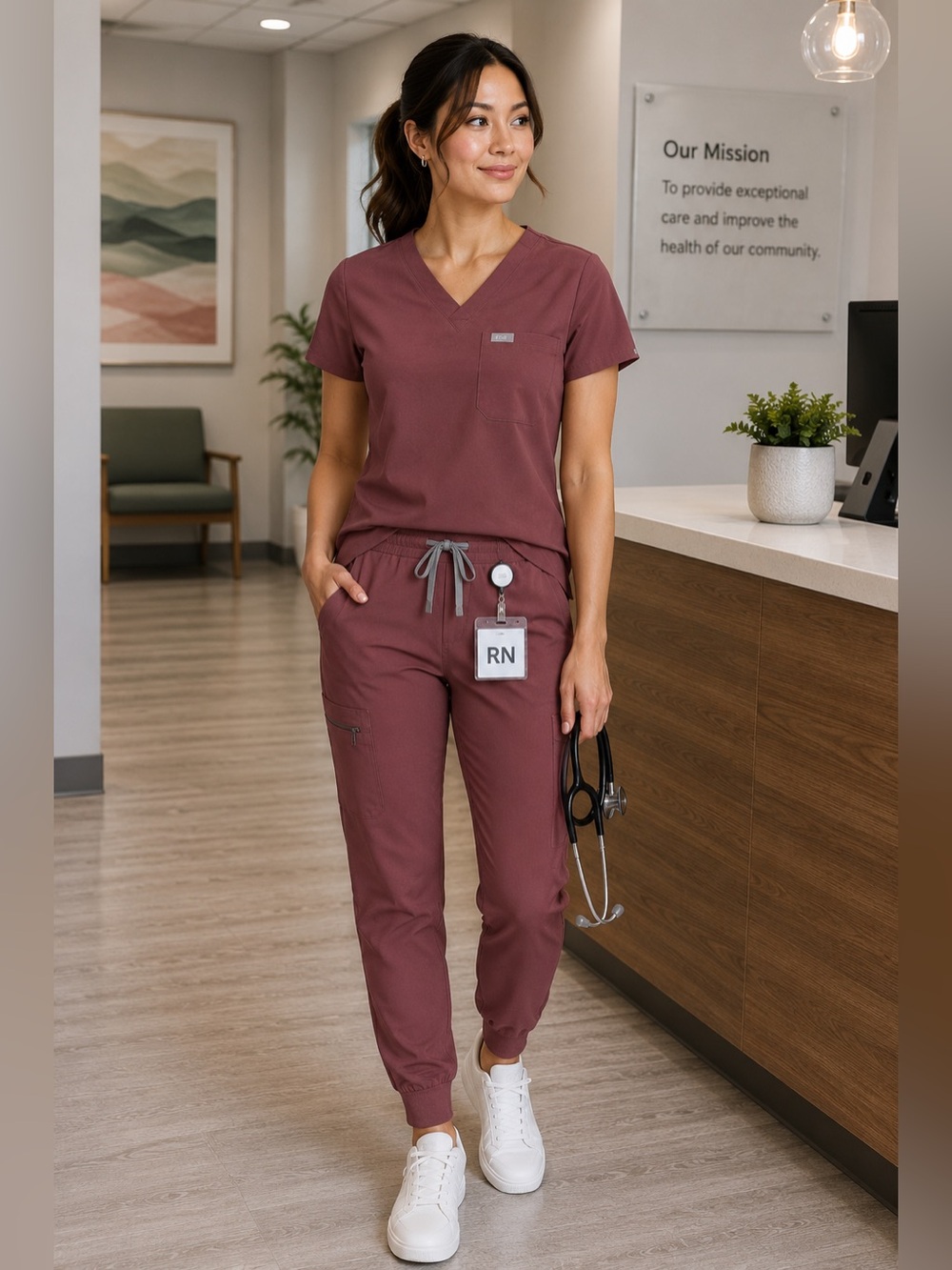 FIGS Technical Collection Catarina Burgundy XXS Scrub Set Jogger Style
